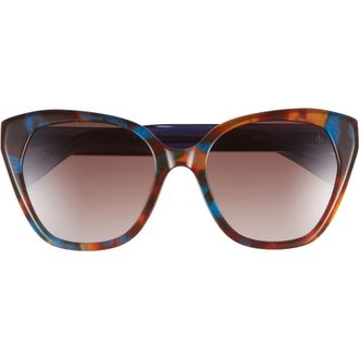 Rag & Bone 54mm Cat Eye Sunglasses in Brown Blue Havana at Nordstrom Rack