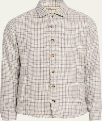 Maurizio Baldassari Mens Linen, Silk and Wool Overshirt with Pockets