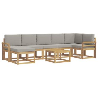 vidaXL Conjunto De Sof&aacute;s De Exterior 8 Pcs Blanco Y Gris Claro Vidaxl