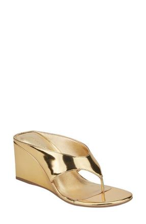 Marc Fisher Udena Wedge Flip Flop in Gold at Nordstrom, Size 6.5