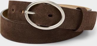 Simons Womens Oval buckle minimalist suede belt