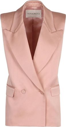Nina Ricci Gilet met Reverskraag en Achtersplit - Dames - Bodywarmers - Roze - S - Jassen