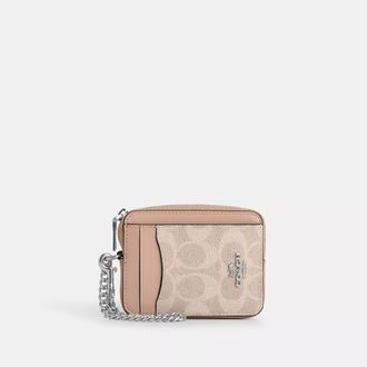 Coach Zip Card Case In Signature Canvas