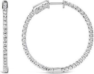 House of Brilliance 14K White Gold 1 1/2 Cttw Lab Grown Diamond Inside Out Hoop Earrings at Nordstrom