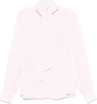 Elisabetta Franchi Roze Blouse met Geborduurd Logo - Dames - Blouses - Roze - L - Overhemden