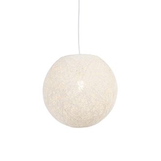 QAZQA Moderno L&aacute;mpara Colgante R&uacute;stica Blanca 35 Cm - Corda Papel Redonda /esfera Adecuado Para Led Max. 1 X 60 Watt - Qazqa