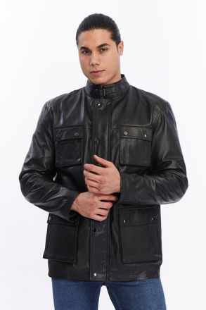 FURNIQ Utility Leather Jacket in Black at Nordstrom, Size Xx-Large