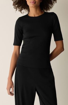 Eileen Fisher Crewneck T-Shirt in Black at Nordstrom, Size Xx-Small