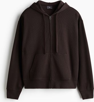 H&M Hoodiejacke in Loose Fit - Brown