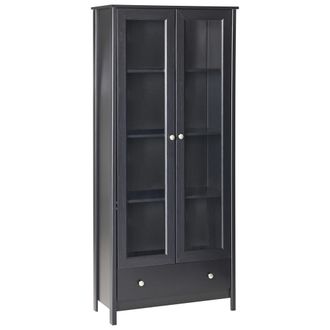 Beliani Beliani - Vitrina Armario Cl&aacute;sico Escandinavo Decorativo Aparador Alto Con Expositor De Vidrio Caj&oacute;n Negro Nornalup