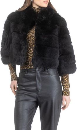 Gorski Genuine Shearling Bolero, Cropped Sleeves in Black at Nordstrom, Size X-Small