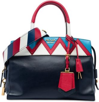 Prada Pre-owned Prada Medium Saffiano Trimmed City Calf Greca Esplanade Satchel Ladies VPUC5WVUQJMQJNML