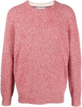 Brunello Cucinelli mark-knit ribbed-trim jumper - men - Silk/Cashmere/Virgin Wool - 52 - Red