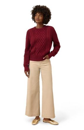 Pact Organic Cotton Cable Knit Crew Sweater in Crimson Red at Nordstrom, Size X-Small
