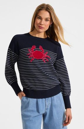 Lands End Drifter Jersey Crewneck Sweater in Red Crab/navy at Nordstrom, Size X-Small