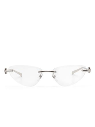 Gucci Bril met randloos montuur en logo - Zilver