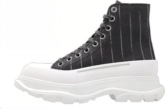 Alexander McQueen (WMNS) Alexander McQueen Tread Slick Lace Up Ankle Sneakers Black Striped 766898W4XA11678