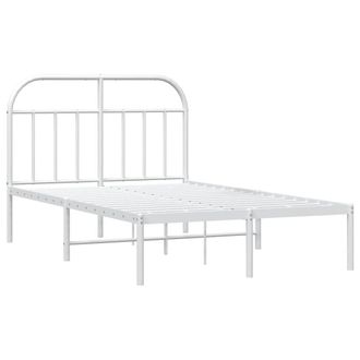 Berkfield Home Metal Bed Frame with Headboard White 120x190 cm Small Double