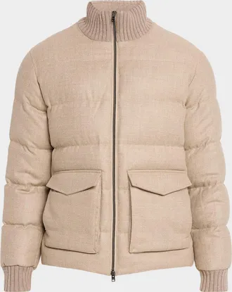 Herno Men & apos;s Wool Tweed Quilted Bomber Jacket