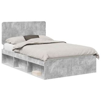 vidaXL Struttura Del Letto Calcestruzzo 120 X 190 Cm Pino Massello Vidaxl