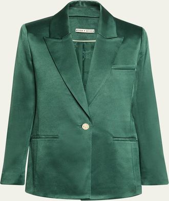 Alice & Olivia Silas Satin Single-Breasted Blazer