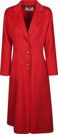 Elisabetta Franchi Belted Red Wool Tailored Coat