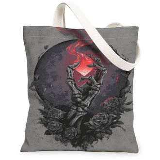 Generic Gothic Skeleton Canvas Tote Bags, Vintage Floral Design Reusable Grocery Bags, Lightweight Washable Shoulder Strap for Trav, Gray, 13x15 Inch