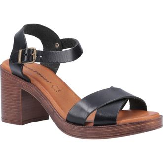 Hush Puppies Georgia Lederen Zwarte Sandalen voor Dames