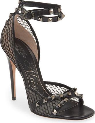 Valentino Garavani Alcove Fishnet Sandal in Nero at Nordstrom, Size 11Us