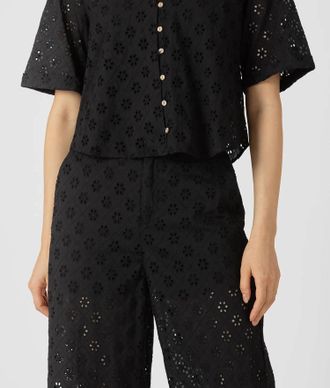Dex Clothing Bonnie Eyelet Top In Black