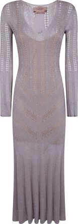 Twin-Set V Neck Midi Dress