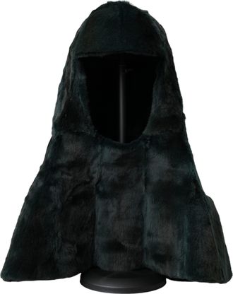 Dolce & Gabbana Womens Black Weasel Fur Whole Head Wrap Hat