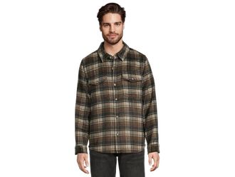Liverpool L.A. Plaid Shirt Jacket Mens Jacket Putty/Brown/Black : SM, Polyester/Rayon/Spandex
