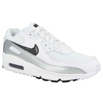 Nike Air Max 90 GS Leather Textile Youth Lace Up Trainers - White Black - Size:UK 4.5