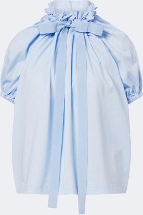 Patou Bow-detail gathered cotton jersey top