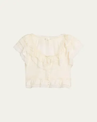 LoveShackFancy Persine Silk Ruffle Top