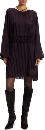 BOSS Daliette Pleated Long Sleeve Dress in Dark Carmine at Nordstrom, Size 12