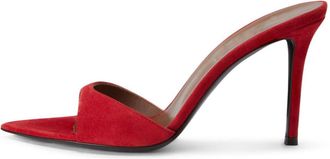 Generic Red,4.5 UK,High Heel Mules for Women Slip On Open Pointed Toe Suede Stiletto Pumps Formal Slingback Mule Sandals Dress Shoes