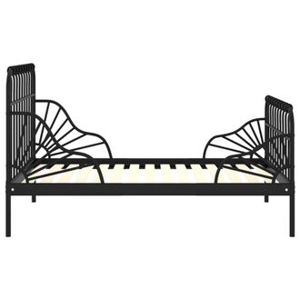 Berkfield Home Durable Extendable Bed Frame Black Metal 80x130/200 cm