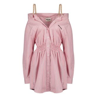 Miu Miu Shirt Dresses, female, Pink, Size: XS Striped Shirt Dress