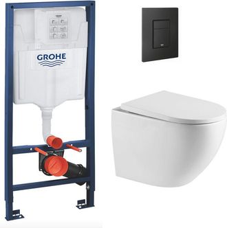 GROHE Pack Rapid Sl Estructura De Soporte + Wc Sin Brida Sat + Asiento Softclose + Placa Negro Mate (rapidsl-fusiontq-kf0) - Grohe