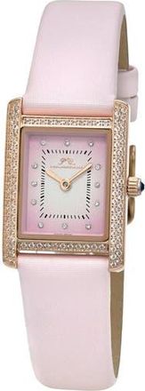 Porsamo Bleu Karolina Diamond & Topaz Leather Strap Watch, 21.5mm x 30mm in Pink at Nordstrom Rack