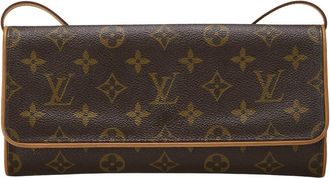 Louis Vuitton Brown Monogram Coated Canvas & Vachetta Leather Pochette Twin (Authentic Pre-Loved)