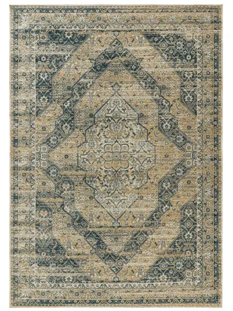 benuta Alfombra de tejido plano azul 200x285