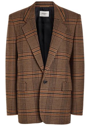 Saint Laurent Houndstooth Wool Blazer - Brown - 40 (UK12 / M)