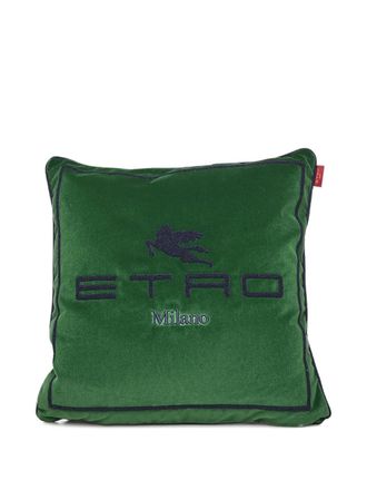 Etro Home Kussen met geborduurd logo (45cm x 45cm) - Groen