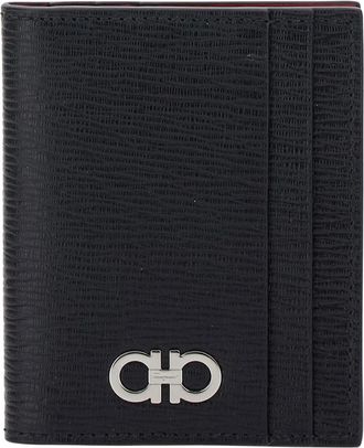 Ferragamo Gancini Card Holder - Heren - Portefeuilles - Zwart - ONE Size - Leer - Accessoires