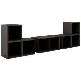 vidaXL Set Mobili Tv 6 Pz Grigio Lucido In Legno Multistrato - Vidaxl