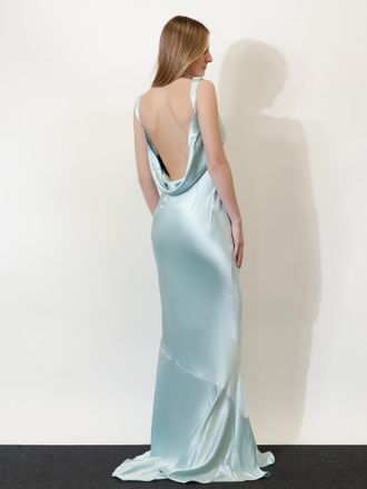 Retrof&ecirc;te Womens Satin Vinica Dress Blue Acetate