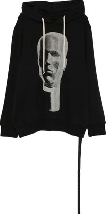 Rick Owens Felpa con stampa e cappuccio - Nero